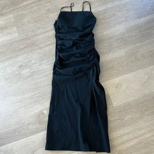 Black zara strappy black dress with scrunch and slit